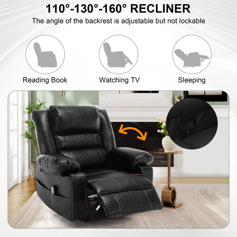 Breathable Leather Massage Recliner Chair Manual Living Room Reclining Sofa