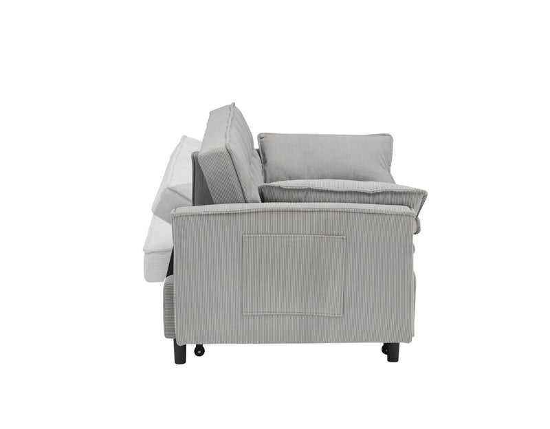 Two-Seat Casual Sofa With Pull Out Bed, Living Room Furniture - Light Gray