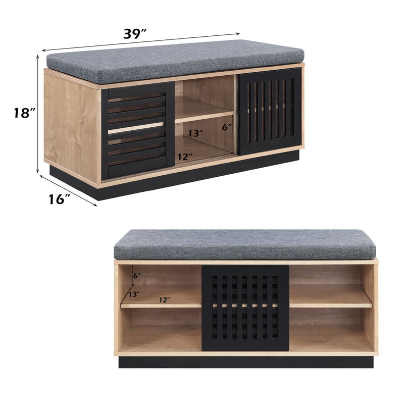 Gamaliel - Bench - Oak & Espresso Finish - Atlantic Fine Furniture Inc