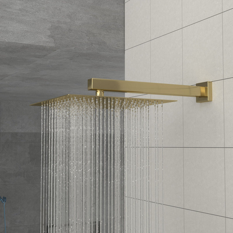 Dual Shower Head System With 12" Square Rain Shower And Rough In Valve