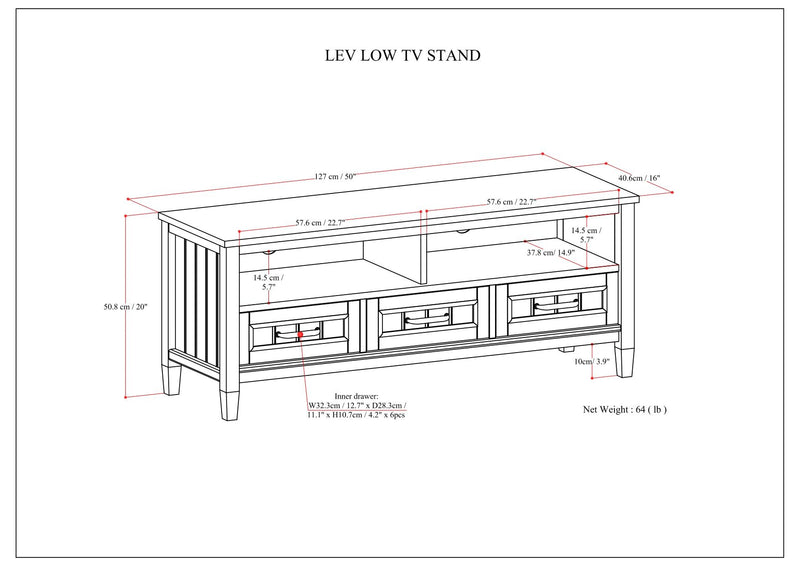 Lev - Low TV Stand - Smoky Brown