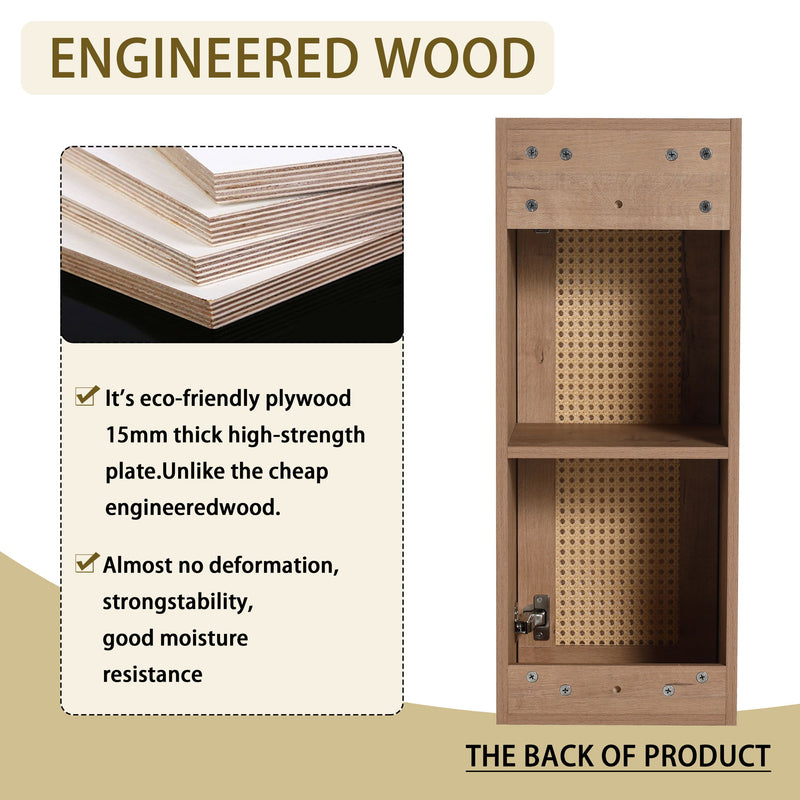 Modern Wall Mounted Bathroom Vanity With Resin Sink And 2 Side Cabinet, Imitative , Construction - Imitative Oak