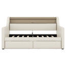 Twin Size Daybed with Storage Drawers, Upholstered Daybed with Charging Station and LED Lights, Beige (Expect arrive date: December 30th.)
