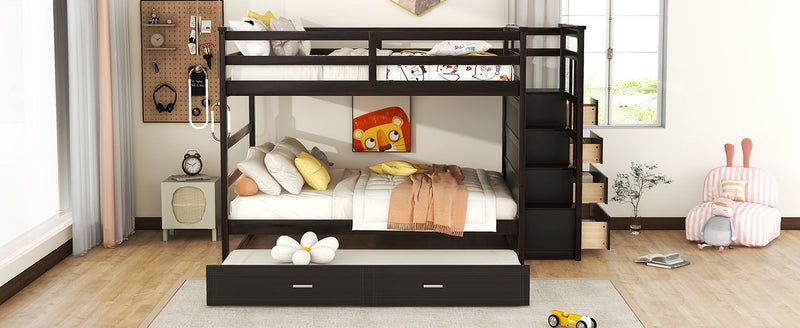 Bunk Bed With Twin Size Trundle And Staircase