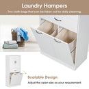 Modern Bathroom Storage Cabinet With Two Laundry Baskets, One Drawer, Adjustable Shelf