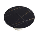 Modern Artificial Stone Round Plywood Base Dining Table, Can Accommodate 8 People, (Not Including Chairs) - Black / Beige