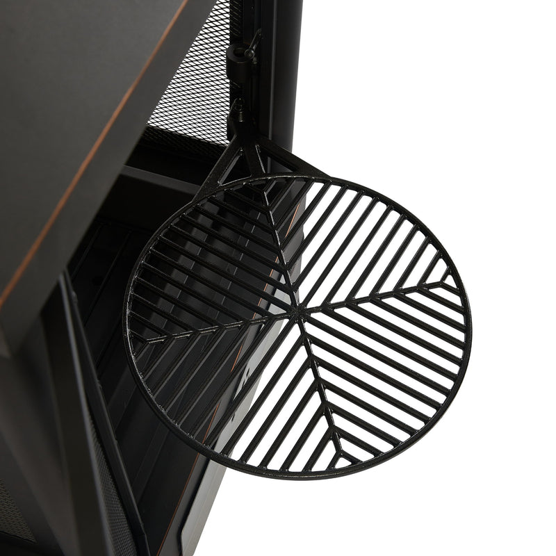 Heavy Duty Garden Metal Outdoor Heating Furnace Fire Pit With Rotating Tray - Black
