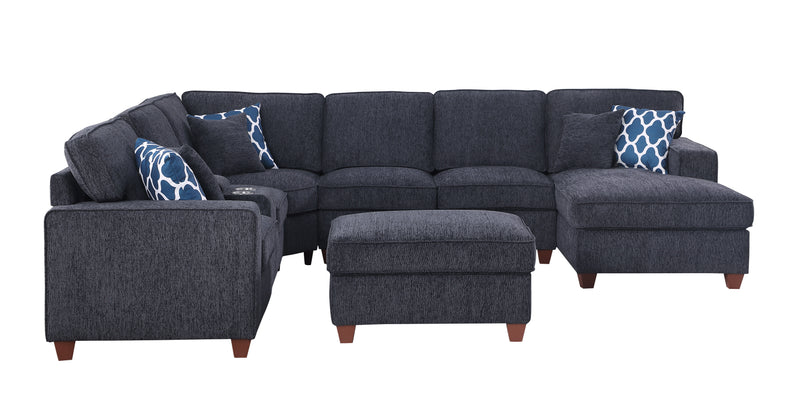 Sarah - Upholstered Sectional With Ottoman