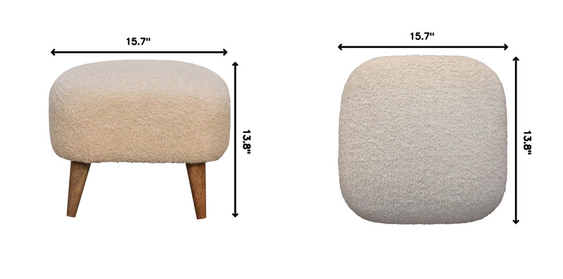 Boucle Square Footstool - Cream