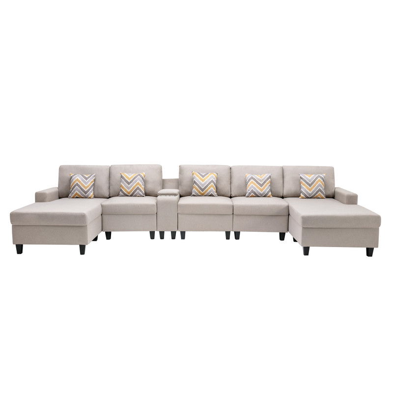 Nolan - Fabric 6 Piece Sectional Sofa With Pillows And Interchangeable Legs