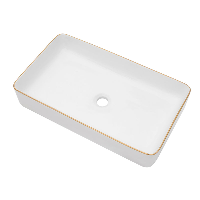 Modern European Style Ceramic Rectangular Vessel Bathroom Sink