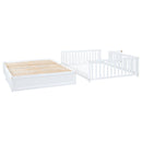 Daybed With Fence Guardrails And 2 Drawers, Split Into Independent Floor Bed & Daybed