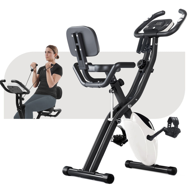 Exercise Bike Folding Stationary Bikes For Home With 16 Level Magnetic Resistance