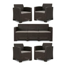 Outdoor Faux Wicker Rattan Style Chat Set With Water Resistant Cushions, 5 Pieces Set - Brown / Mix Beige