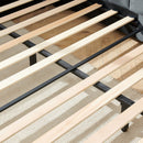 Mid-Century Upholstered Tufted Bed Frame With Backrest And Armrests