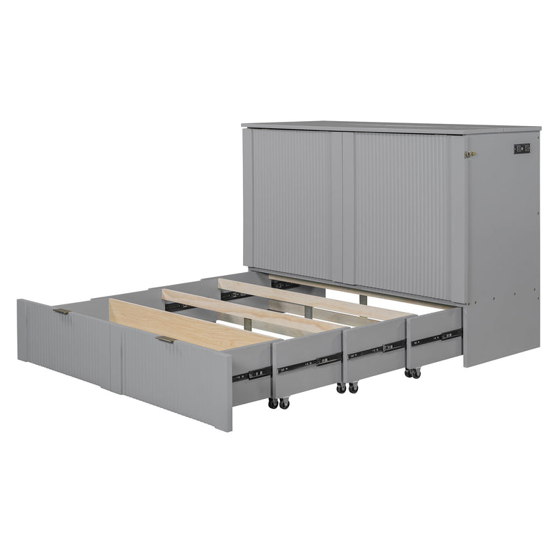 Murphy Bed With Drawer And A Set Of Sockets & USB Ports, Pulley Structure Design