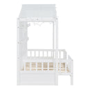 House Bed With Shelves, Window And Sparkling Light Strip On The Roof