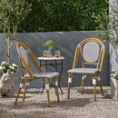 Outdoor Rattan And Aluminum French Bistro Chair Set
