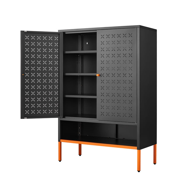 Gjg Hua - Shoe Cabinet With Ergonomic Steel Handle And Breathable Butterfly Door - Black