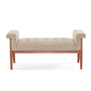 Elegant Tufted Ottoman - Beige / Brown
