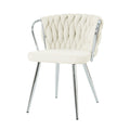Modern Simple Linen Dining Chair With Plated Metal Legs (Set of 2)