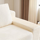 Loveseat Sofa, Comfortable Deep Seat Sofa Bed, Modern Small Corduroy Couch For Living Room Bedroom,Reversible Cushion With Pillows,No Assembly Required,White