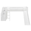 Loft Stairway Bed With 2 Drawers, Convertible Ladder And Slide