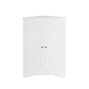 Corner Cabinet With 2 Doors And Adjustable Shelves, Freestanding Narrow Storage Organizer For Bathroom - White