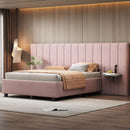 Upholstered Platform Bed With Big Headboard
