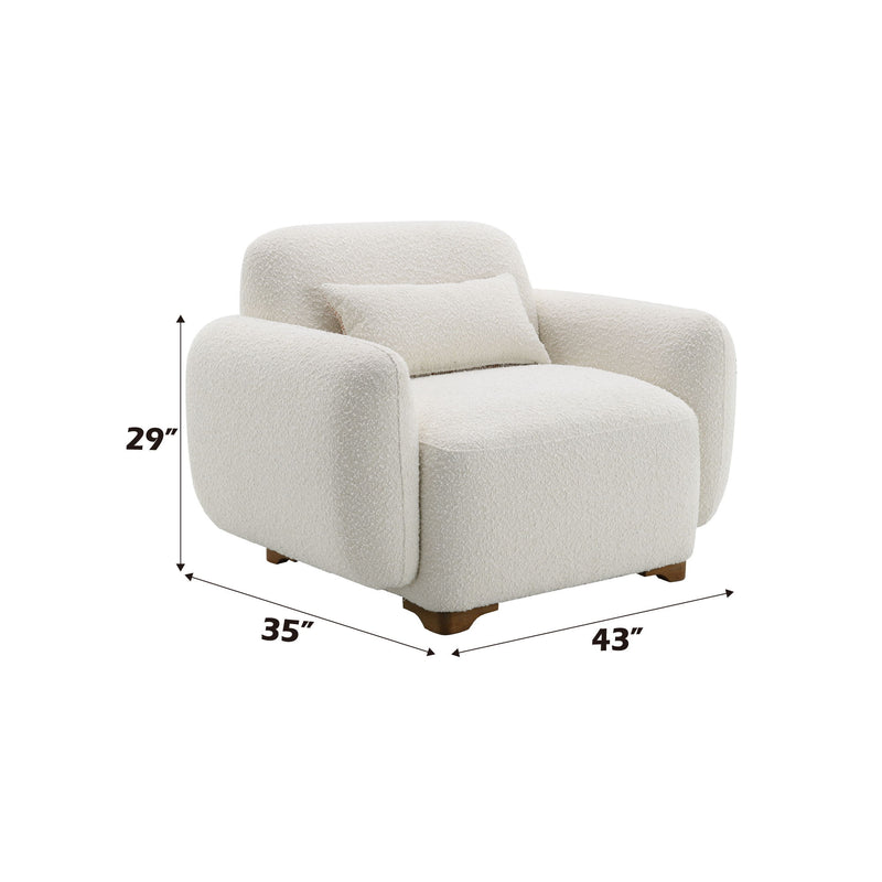 Darius - Boucle Accent Chair With 1 Toss Pillow - Beige