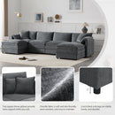 Modular Sectional With Deep And Wide Seat, Cloud Couch Set With Double Cushions Sofa With Movable Ottoman