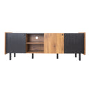 Mid Century TV Stand With 3 Cabinets, Media Console Table For Tvs Up To 70'', Entertainment Center With Storage For Living Room - Black / Brown