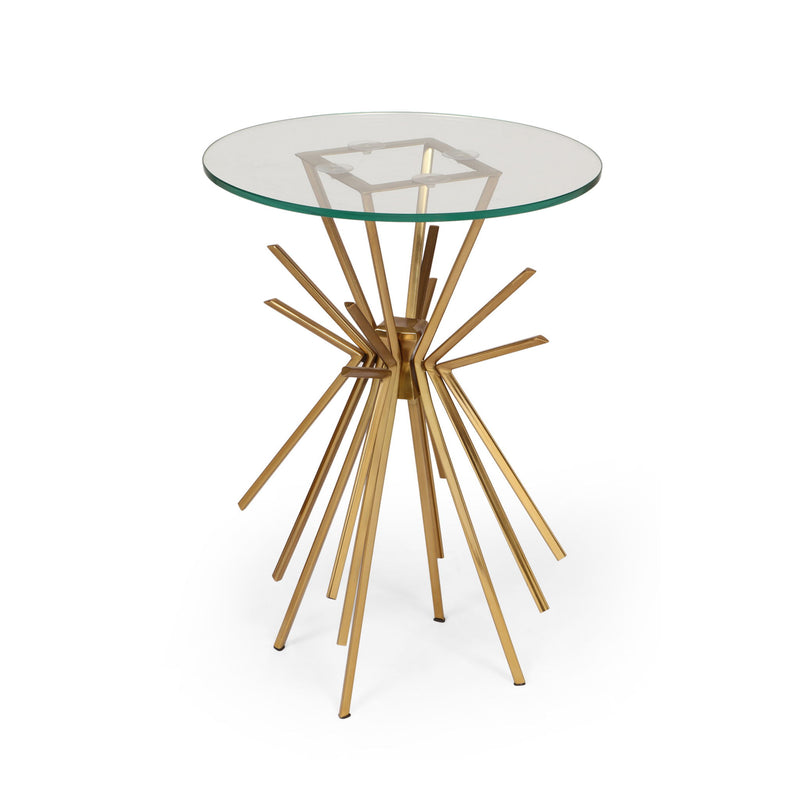 Table With Sunburst Design - Gold