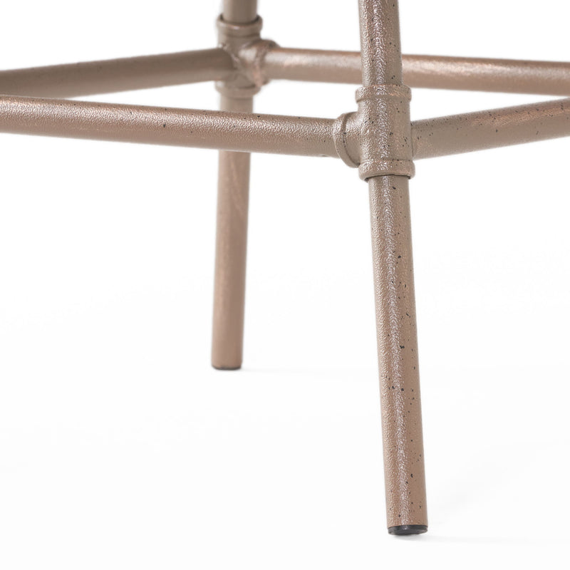 Industrial Outdoor Patio Plumber's Iron Frame Swivel Barstool With Cushions, Height Adjustable