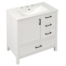 Modern Bathroom Vanity With Ceramic Sink, Solid Frame And Storage Solutions