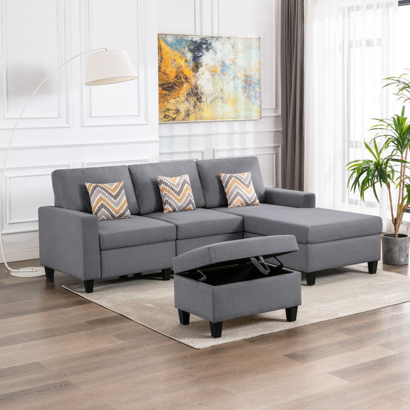 Nolan - 4 Piece Reversible Sectional Sofa Chaise With Interchangeable Legs