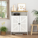 Modern Minimalist Shoe Cabinet With Sliding Door Design - White