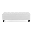 Contemporary Button Tufted And Diamond Stitched Storage Ottoman