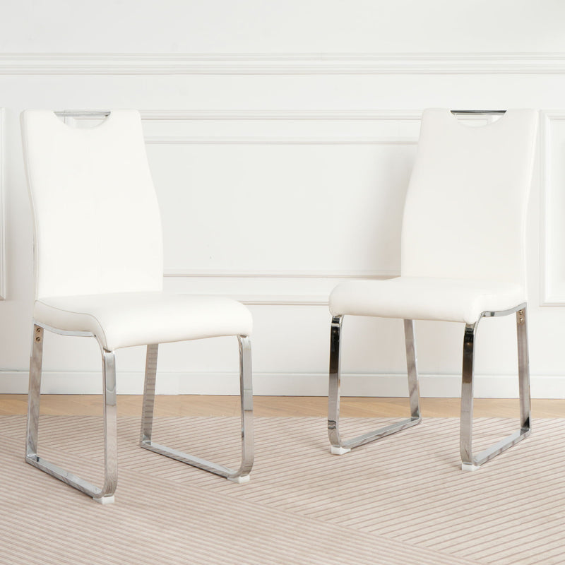 Modern Upholstered Dining Chair Electroplated Metal Legs (Set of 2)