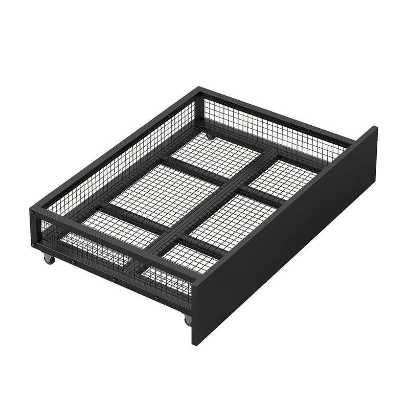 Metal Platform Bed with 2 Drawers, Twin (Black)