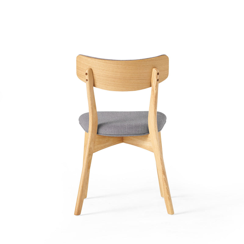 Mid Century Fabric Dining Chairs With Natural Oak (Set of 2) - Dark Gray