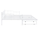 Full Size Metal Daybed with Twin Size Adjustable Trundle, Portable Folding Trundle, White(OLD SKU:MF293736AAK)