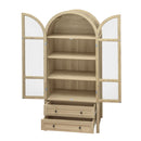Tall Arched Kitchen Pantry, Modern Farmhouse Wood Kitchen Storage Cabinets, Arched Storage Display Cabinet With Adjustable Shelves, Versatile Cupboard For Kitchen, Dining Room, Living Room - Natural