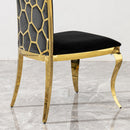 Dining Chair (Set of 2) With Unique Backrest Stainless Steel Legs - Gold