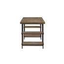Industrial Style Metal Frame Accent Desk With Side Shelving - Gray