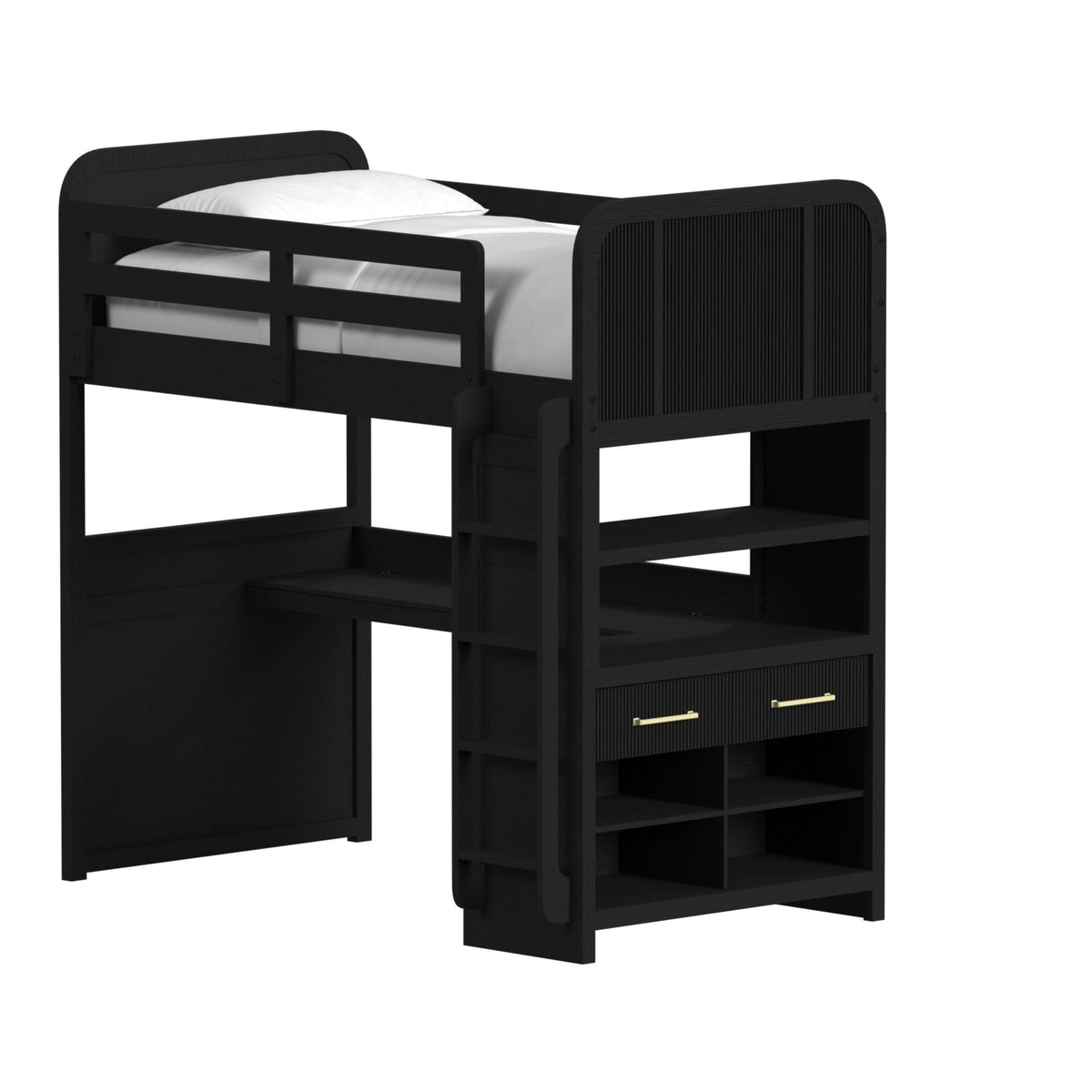 Ridgemont Loft Complete Bunk Bed in Black by Elements International, view 2