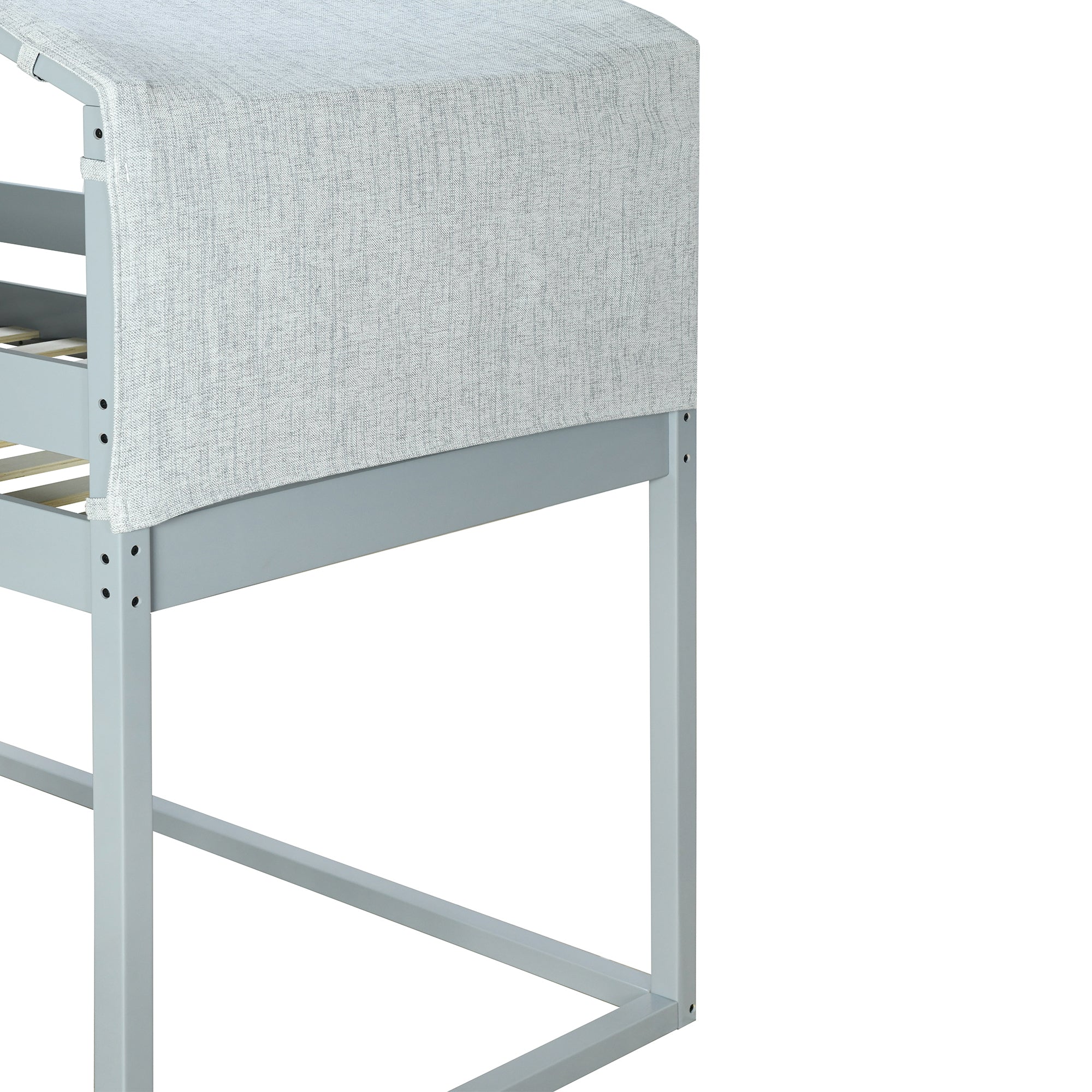 Twin Over Twin Bunk Bed Wood Bed with Tent, Gray - Atlantic Fine Furniture Melbourne FL
