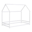 Twin size wood house bed with storage shelf and hanger ,kids bedroom set,White