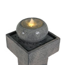 Minimalist Column Fountain With LED Lighting, Outdoor Decor For Patio, Porch And Garden - Gray