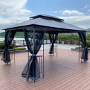 Patio Gazebo Tent With Ventilated Double Roof And Mosquito Net For Backyard Or Garden
